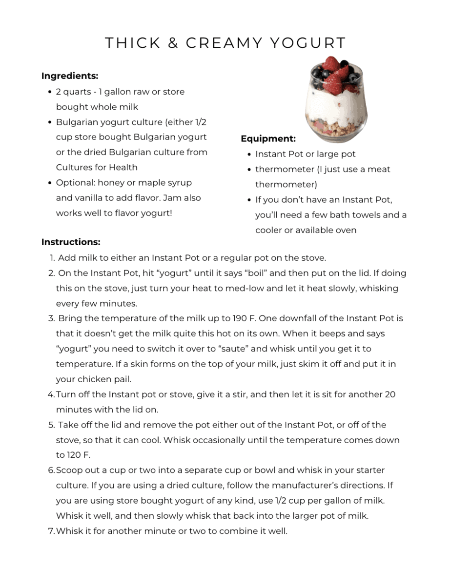 printable yogurt recipe
